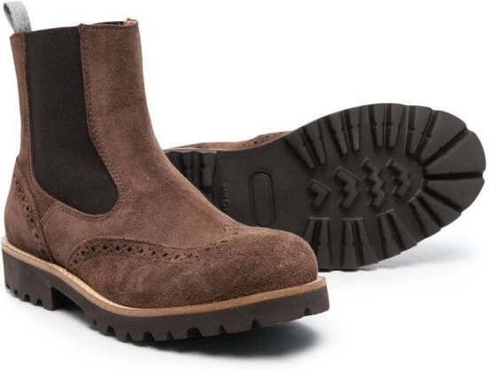 Eleventy Kids cut-out detail Chelsea boots Brown