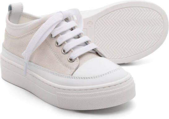Eleventy Kids panelled canvas sneakers Neutrals