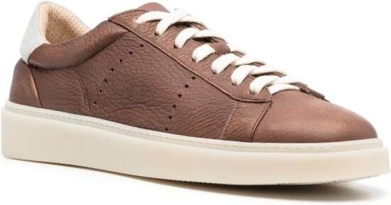 Eleventy low-top leather sneakers Brown