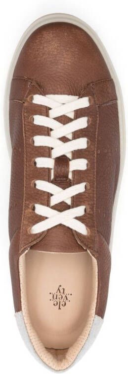 Eleventy low-top leather sneakers Brown