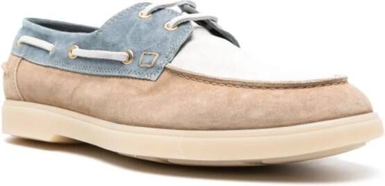 Eleventy panelled suede boat loafers Blue