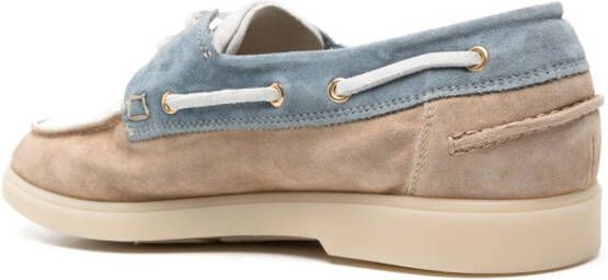 Eleventy panelled suede boat loafers Blue