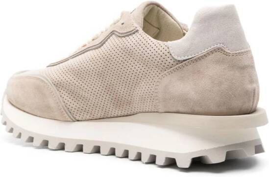 Eleventy perforated suede sneakers Neutrals