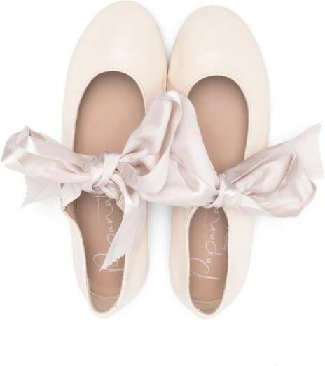 Eli1957 bow-detail leather ballerina shoes Neutrals