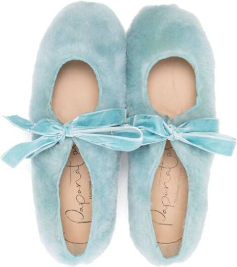 Eli1957 faux-fur lace-up ballerina shoes Blue