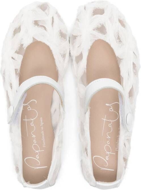 Eli1957 floral-appliqué tulle ballerina shoes White