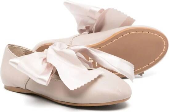 Eli1957 ribbon-detailed leather ballerina shoes Grey