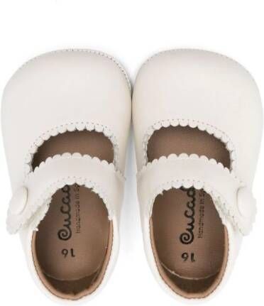 Eli1957 scallop-edge leather ballerina shoes Neutrals