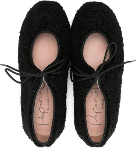 Eli1957 shearling lace-up ballerina shoes Black
