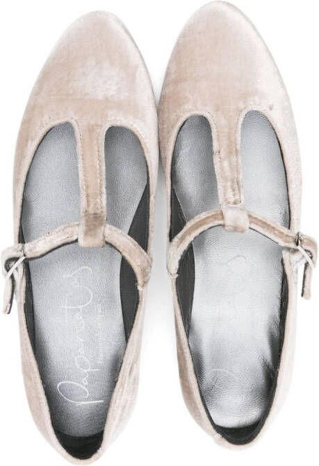 Eli1957 velvet T-strap ballerina shoes Neutrals