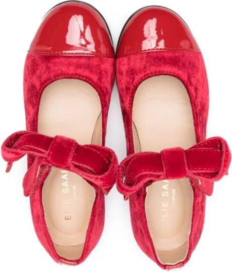 ELIE SAAB JUNIOR touch-strap leather ballerina shoes Red