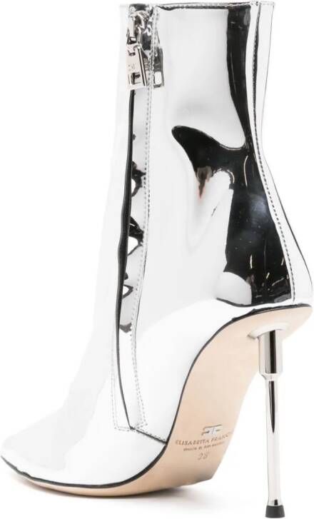 Elisabetta Franchi 100mm mirrored-leather boots Silver