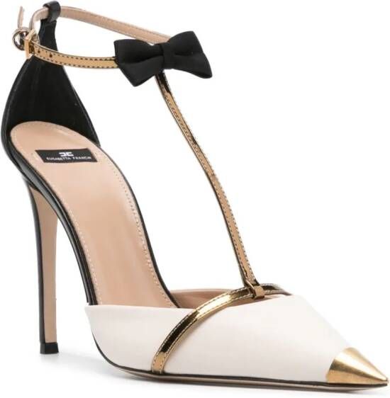 Elisabetta Franchi 105mm bow-detail leather pumps Neutrals