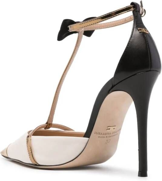 Elisabetta Franchi 105mm bow-detail leather pumps Neutrals