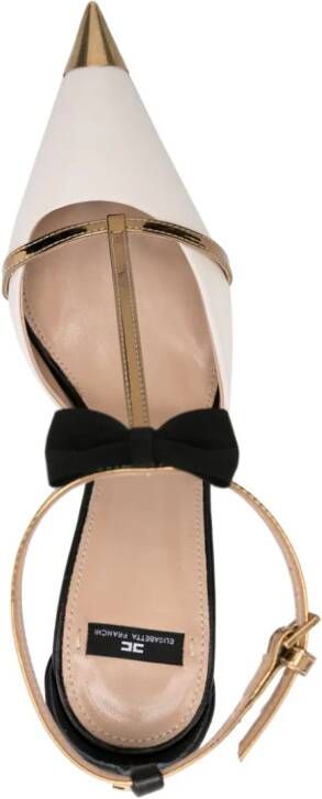 Elisabetta Franchi 105mm bow-detail leather pumps Neutrals