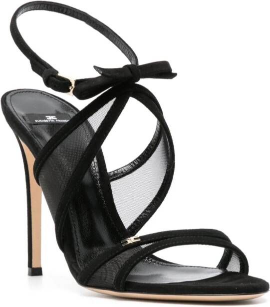 Elisabetta Franchi 105mm mesh-panels suede sandals Black