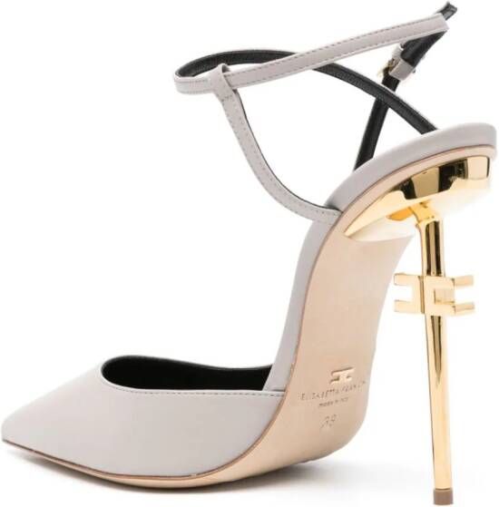 Elisabetta Franchi 115mm logo-heel leather pumps Grey