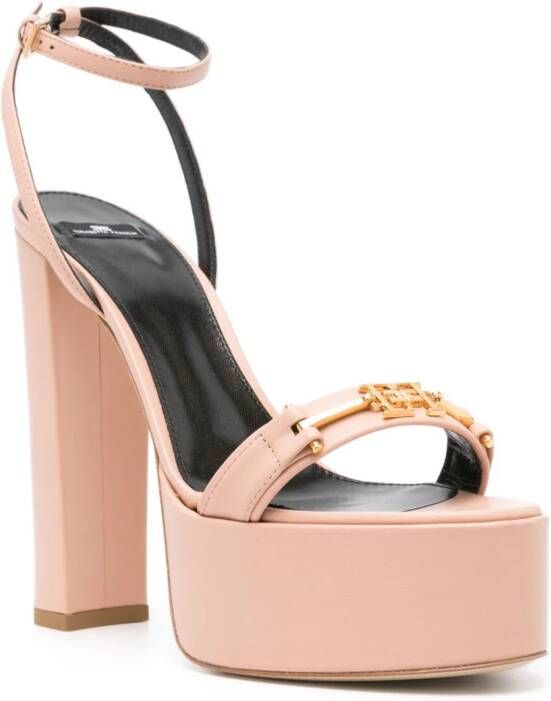 Elisabetta Franchi 145mm platform leather sandals Pink