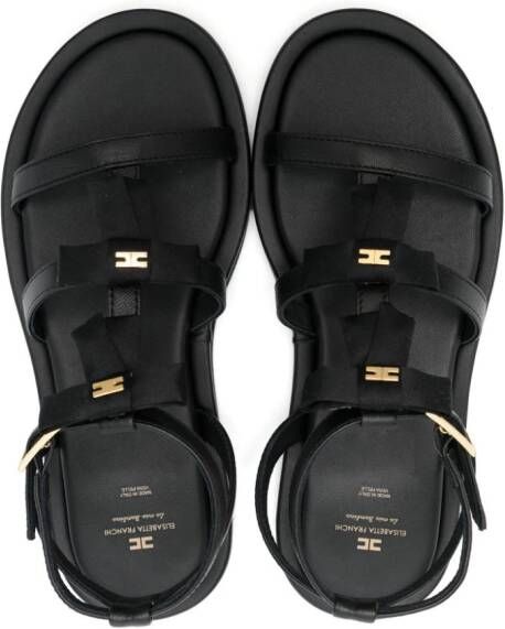 Elisabetta Franchi La Mia Bambina bow-detail leather sandals Black
