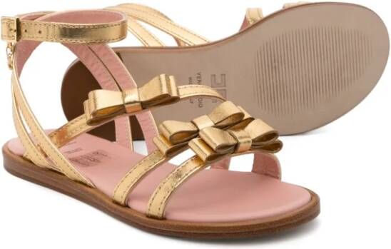 Elisabetta Franchi La Mia Bambina bow-details metallic sandals Gold