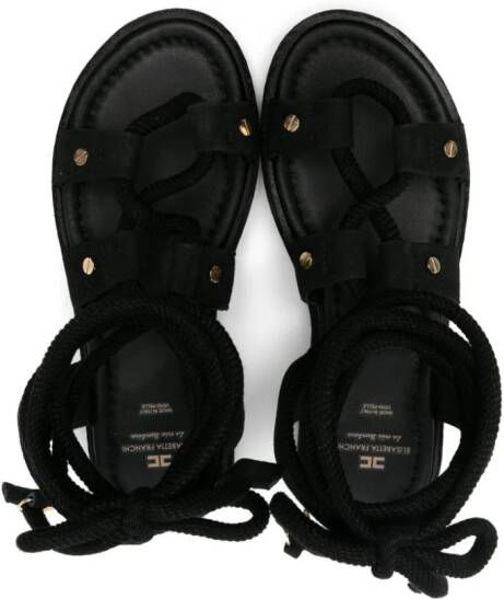 Elisabetta Franchi La Mia Bambina lace-up suede sandals Black