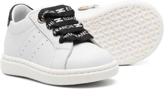 Elisabetta Franchi La Mia Bambina zip-up leather sneakers White