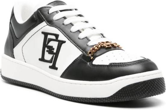 Elisabetta Franchi logo-embroidered leather sneakers White