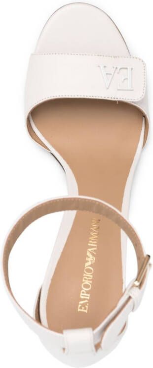 Emporio Armani 75mm logo-plaque leather sandals Neutrals