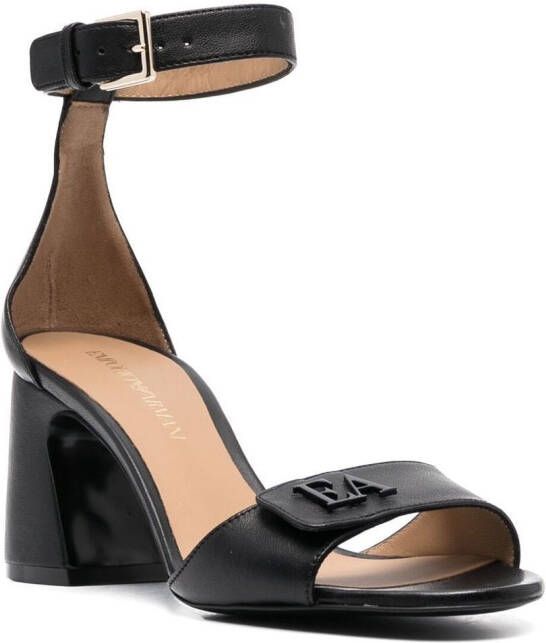 Emporio Armani ankle-buckle leather sandals Black
