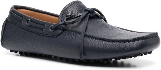 Emporio Armani bow-detail leather loafers Blue
