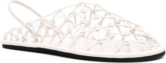 Emporio Armani calf-leather woven sandals White