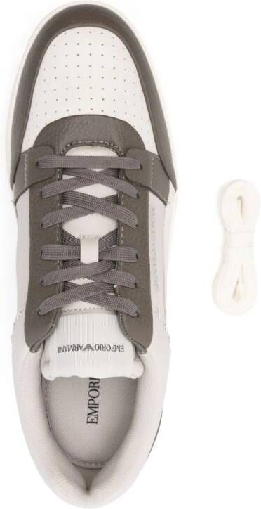 Emporio Armani colour-block leather sneakers Neutrals