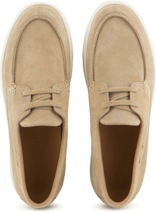 Emporio Armani Crust leather lace-up shoes Neutrals