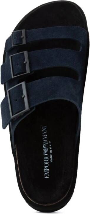 Emporio Armani debossed-logo suede sandals Black