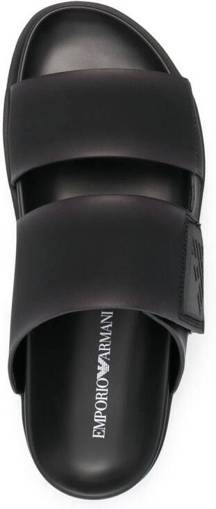 Emporio Armani debossed-logo touch-strap slides Black