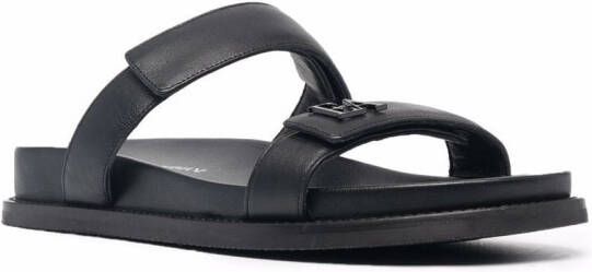 Emporio Armani double-strap leather sandals Black