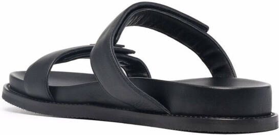 Emporio Armani double-strap leather sandals Black