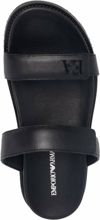 Emporio Armani double-strap leather sandals Black