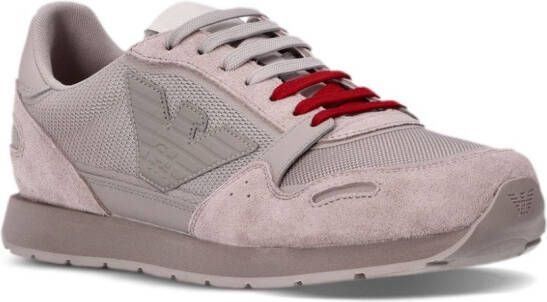 Emporio Armani eagle-patch suede-panelled sneakers Neutrals
