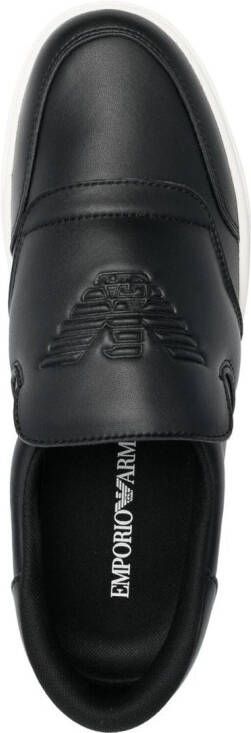 Emporio Armani embossed-logo slip-on sneakers Black
