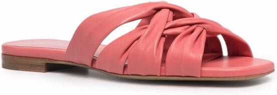 Emporio Armani flat leather slides Pink