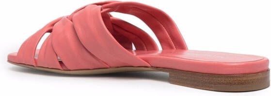 Emporio Armani flat leather slides Pink