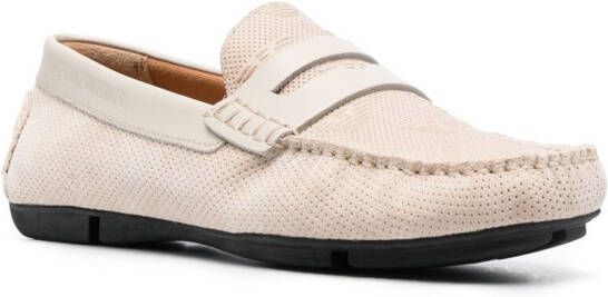 Emporio Armani flocked-logo driving loafers Neutrals