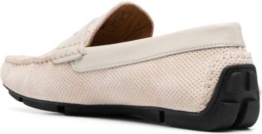Emporio Armani flocked-logo driving loafers Neutrals
