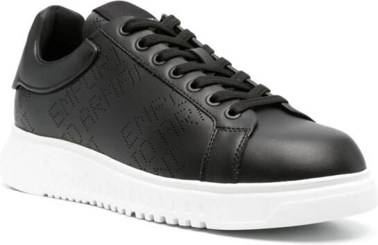 Emporio Armani Icon logo-perforated leather sneakers Black