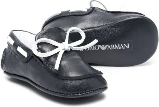 Emporio Armani Kids bow-embellished crib shoes Blue