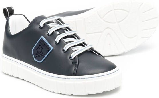 Emporio Armani Kids leather lo-top sneakers Blue