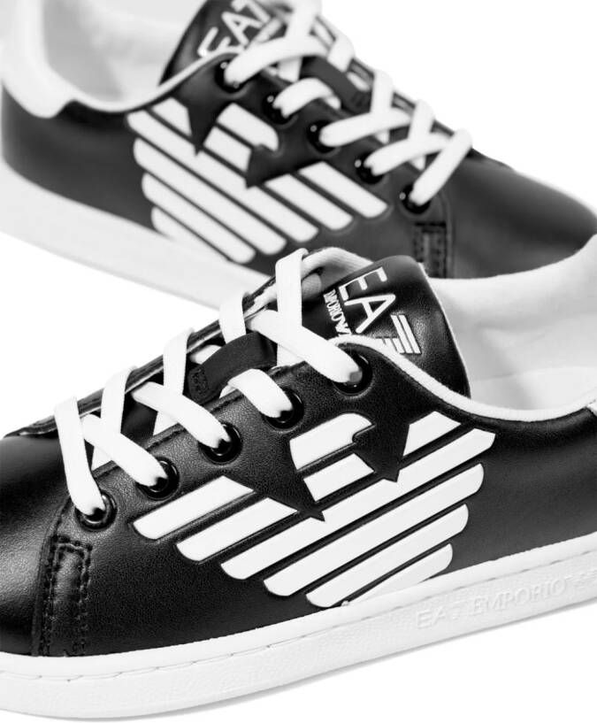 Emporio Armani Kids leather logo-appliqué sneakers Black