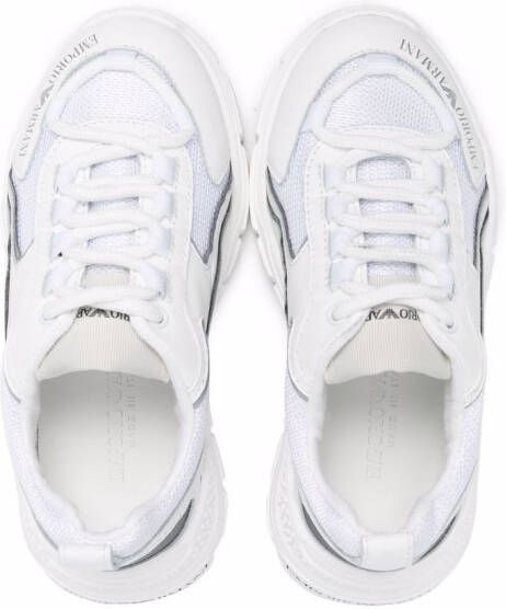 Emporio Armani Kids logo-print leather sneakers White