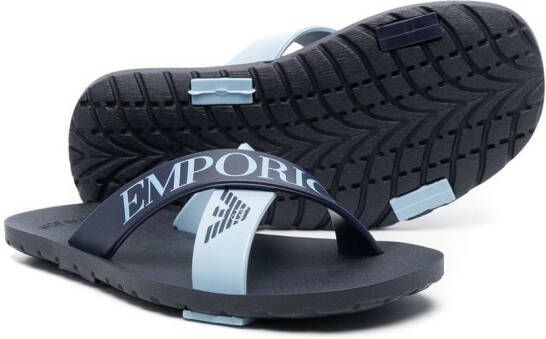 Emporio Armani Kids logo-strap sandals Blue